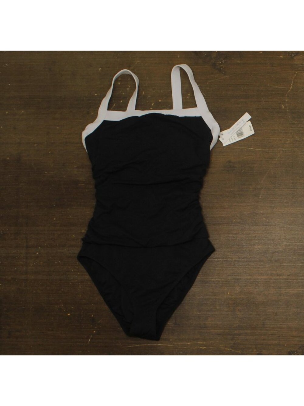 Bleu Rod Beattie Womens Square Neck Tank One-Piece Swimsuit Black / White 10